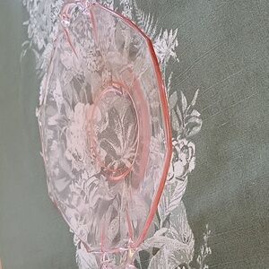 Elegant Pink Depression Glass Octagon Serving Plate